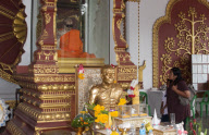 Mummified monk wearing Ray Ban sunglasses at a shrine in Koh Samui, Thailand - 15 Jul 2011