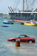 Car carried away by tide after being parked on public slipway in Portsmouth, Hampshire, Britain - 15 Jul 2011