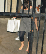 Selena Gomez Leaves Out the Back Door of Geisha House Barefoot