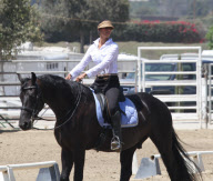 EXCLUSIVE Leona Lewis horseback riding with no helmet