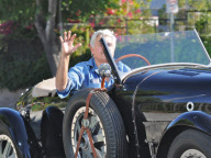 Jay Leno Leaves NBC Studios in his Hot Rod