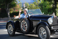 Jay Leno Leaves NBC Studios in his Hot Rod