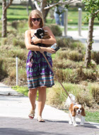 Julianna Hough girlfriend of Ryan Seacrest in Miami walking the dog.