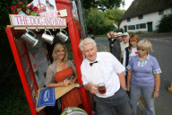 Village opens smallest pub in world in red phone box, Shepreth, Cambridgeshire, Britain - 10 Jul 2011