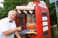 Village opens smallest pub in world in red phone box, Shepreth, Cambridgeshire, Britain - 10 Jul 2011