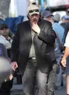 Benicio Del Toro Wades Through the Crowds On the Set of "Savages"