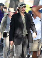 Benicio Del Toro Wades Through the Crowds On the Set of "Savages"