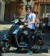 Andrew Garfield Rides His Moped