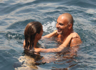 Christian Audigier and his girlfriend Nathalie Sorensen enjoy their vacation in Ibiza