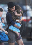 Katie Holmes and Daughter Suri Cruise at the Heliport