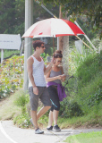 Fran Drescher Takes a Walk Under an Umbrella