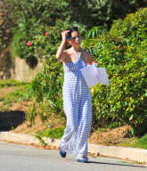 Ashley Greene Shops in a Flowing Striped Summer Dress