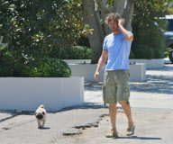 Gerard Butler Walks His Pug