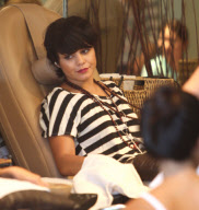 Vanessa Hudgens gets pampered at the salon