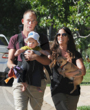 Alanis Morissette and husband Mario take there son Ever along to walk the Dogs