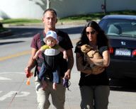 Alanis Morissette and husband Mario take there son Ever along to walk the Dogs