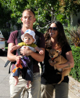 Alanis Morissette and husband Mario take there son Ever along to walk the Dogs