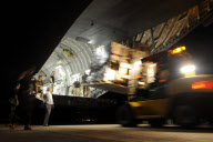 Royal Air Force C-17 from RAF Brize Norton delivers a very large consignment of Libyan bank notes to the authorities in Benghazi, Libya - 31 Aug 2011