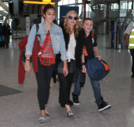 MADONNA SEEN ARRIVING AT HEATHROW