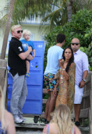 Elias Becker enjoys his 12th birthday with a pool party. On hand to help him celebrate was his dad Boris Becker, mom Barbara Feltus, brothers Noah and little Amadeus, step-mother Sharlely and several friends. Elias spent much of his time playing with litt