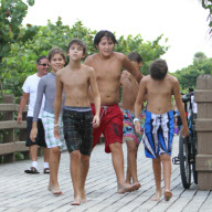 Elias Becker enjoys his 12th birthday with a pool party. On hand to help him celebrate was his dad Boris Becker, mom Barbara Feltus, brothers Noah and little Amadeus, step-mother Sharlely and several friends. Elias spent much of his time playing with litt