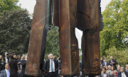 The Mayor of London, Boris Johnson unveiled a sculpture by artist Miya Ando crafted with steel from the World Trade Centre which was destroyed by terrorist attacks on September 11th, 2001 in New York