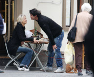 EXCLUSIVE. Adriana Karembeu goes to a cafe in Paris with her new boyfriend.