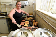 Man becomes first person to eat world's biggest English breakfast, Corby, Northamptonshire, Britain - 12 Sep 2011