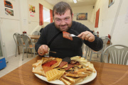 Man becomes first person to eat world's biggest English breakfast, Corby, Northamptonshire, Britain - 12 Sep 2011