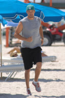 Josh Duhamel hits the Beach for a Workout