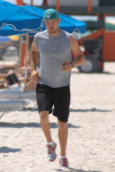 Josh Duhamel hits the Beach for a Workout