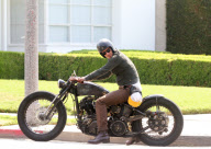 EXCLUSIVE David Beckham rides his vintage motorcycle