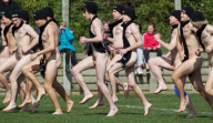 The Dunedin-based Nude Blacks V the Spanish Conquistadores  in an 'unofficial' curtain raiser to the Rugby World Cup match between Argentina and England in Dunedin.  New Zealand,