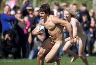 The Dunedin-based Nude Blacks V the Spanish Conquistadores  in an 'unofficial' curtain raiser to the Rugby World Cup match between Argentina and England in Dunedin.  New Zealand,
