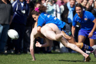 The Dunedin-based Nude Blacks V the Spanish Conquistadores  in an 'unofficial' curtain raiser to the Rugby World Cup match between Argentina and England in Dunedin.  New Zealand,