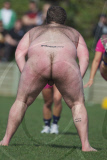 The Dunedin-based Nude Blacks V the Spanish Conquistadores  in an 'unofficial' curtain raiser to the Rugby World Cup match between Argentina and England in Dunedin.  New Zealand,
