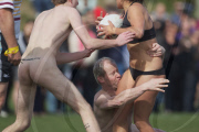 The Dunedin-based Nude Blacks V the Spanish Conquistadores  in an 'unofficial' curtain raiser to the Rugby World Cup match between Argentina and England in Dunedin.  New Zealand,