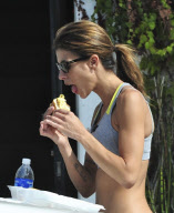 Elisabetta Canalis Eats Lunch Outside 