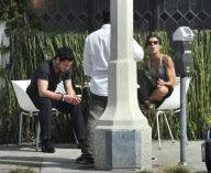 Elisabetta Canalis Eats Lunch Outside 