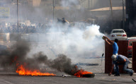 Zusammenstösse zwischen palästinensischen Jugendlichen und israelischen Soldaten am Qalandia Checkpoint im Westjordanland