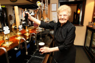 97-year-old Dolly Saville, who is the world's oldest barmaid, Wendover, Buckinghamshire, Britain - 15 Sep 2011