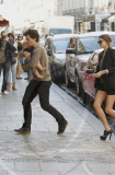 Miranda Kerr, Orlando Bloom and their baby boy Flynn strolling in Paris during Paris Fashion week