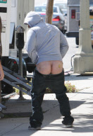 Alex Pettyfer gets cheeky on set