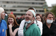 UK-LONDON-NHS REFORM-PROTEST