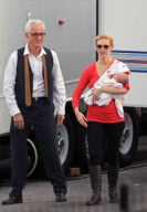 ** NO WEB USE **  *EXCLUSIVE* January Jones brings Xander to work