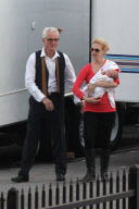 ** NO WEB USE **  *EXCLUSIVE* January Jones brings Xander to work