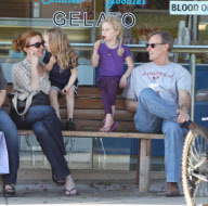 Marcia Cross shops in Santa Monica with family