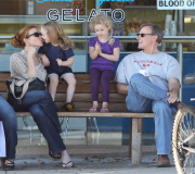 Marcia Cross shops in Santa Monica with family