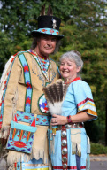 Couple hold Native American style wedding, Hampshire, Britain - 11 Oct 2011