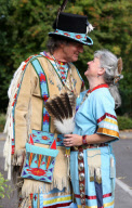 Couple hold Native American style wedding, Hampshire, Britain - 11 Oct 2011